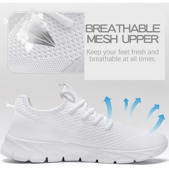⚡Mens White Running Fashion Tennis Walking Lightweight Athletic Sneakers - Picture 6 of 7